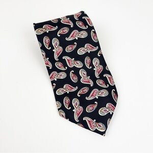 Vintage Christian Dior Silk USA Paisley Tie Black Maroon 58.5”